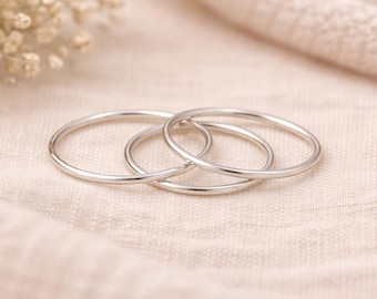 Sterling Silver Stacking Ring -Thin & Dainty Stacking Ring – Minimalist Skinny Band, Everyday Layering Jewelry - Skinny Silver Rings Gift