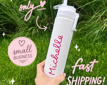 Waterfles met naam, gepersonaliseerde eilandbeker met rietje, Love Beach-thema, cadeau voor vrijgezellenfeest of leraar. eilandliefde