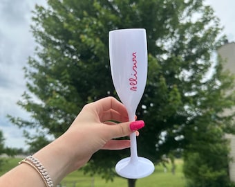 Coupe île avec nom, flûte à champagne personnalisée, cadeau de demoiselle d'honneur, cadeau de fête, nom personnalisé champagne/vin amour de plage