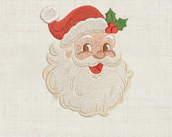 Retro Santa Embroidery Design, Vintage Christmas Embroidry File, Instant Download, Machine Embroidery Design File, 5 sizes