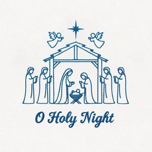 Diseño de bordado &quot;El regalo más grande de todos&quot;, archivo de bordado navideño cristiano, Pes de Navidad de la Natividad, Árbol de Navidad, descarga instantánea