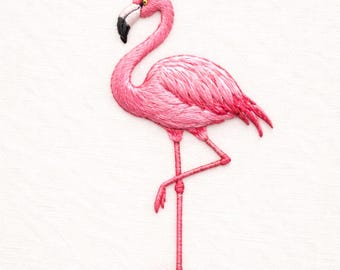 Flamingo Summer Embroidery Design, Tropical Flamingo With Hat Machine Embroidery Pattern, Flamingo Embroidery Pattern Instant Download