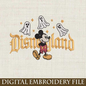 Mouse Cartoon Ghost Embroidery Design, Halloween Embroidery Design, Mouse Cartoon And Friends Embroidery, Magical Land Halloween Design