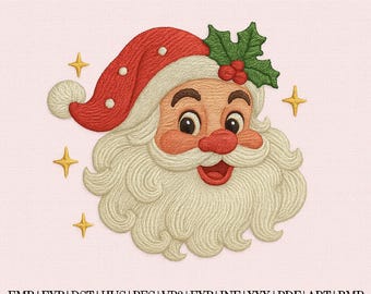 Retro Santa Embroidery Design, Vintage Christmas Embroidry File, Santa Retro Instant Download, Machine Embroidery Design File, 5 sizes
