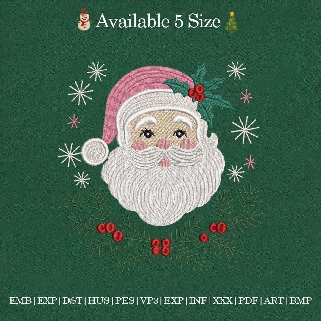 Embroidery Design Rocker Santa Retro Santa Embroidery Design, Vintage Christmas Embroidry File, Pink ...