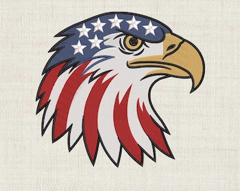 American Eagle Embroidery Design, Patriotic Bald Eagle Head Stitch File, USA Flag Machine Embroidery, 4th of July Digital Download