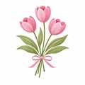 Pink Tulip Flower Embroidery Design, Spring Floral Machine Embroidery File, Bouquet with Ribbon Embroidery Pattern, Instant Download product logo