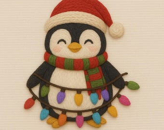 Christmas Cute Penguin Embroidery Designs 5 Sizes, Christmas Cute Animal Embroidery , Christmas Embroidery,  Machine Embroidery Files