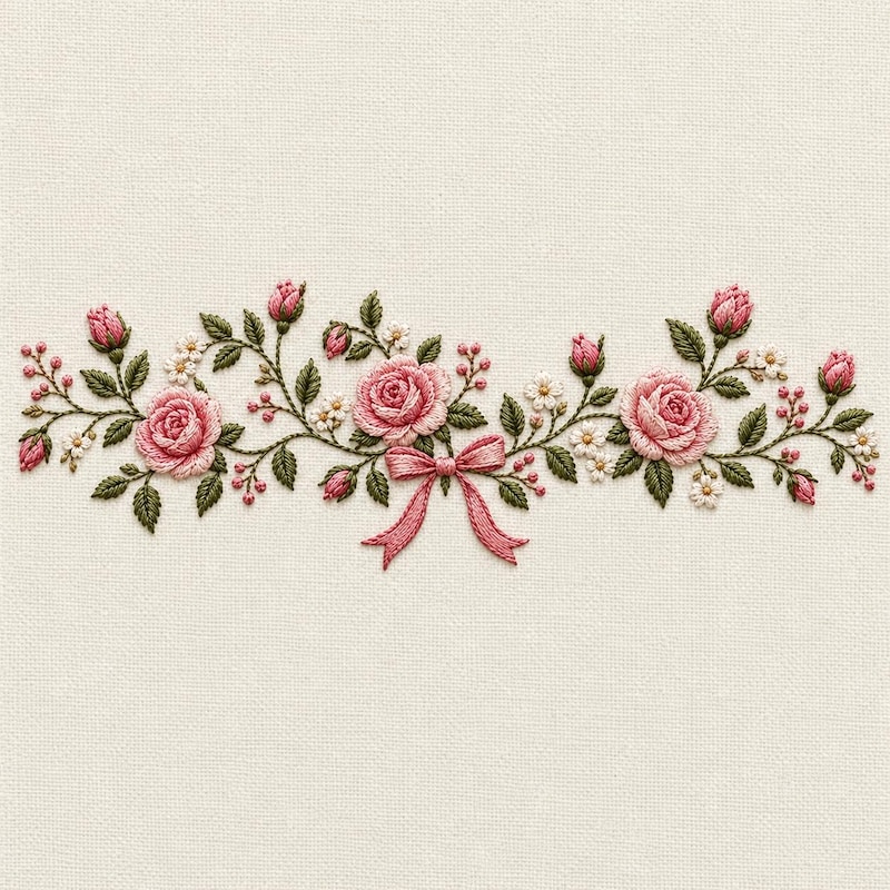 Rose Embroidery Border - Etsy UK