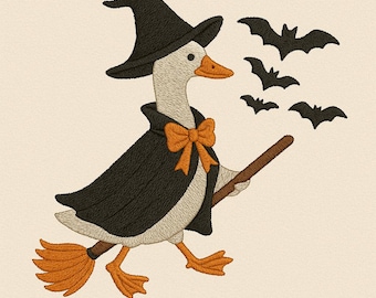 Halloween Goose Embroidery File Halloween Witch Machine Embroidery File, Cute Geese Embroidery Design,Trick or Treat,Digital Download,5 Size