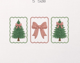 Coquette Christmas Tree Embroidery Design Christmas Tree embroidery design Coquette Bow embroidery file christmas embroidery design