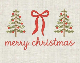 Coquette Christmas Tree Embroidery Design, Christmas Digital File, Machine Embroidery Design, 5 Sizes, Instant Download