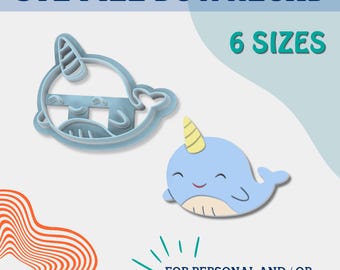 Narwhal Cutter: 3D Printer Cookie & Clay Mold (Digital STL File, 6 Sizes)