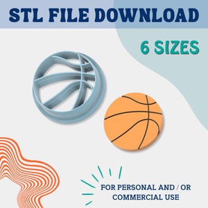 Basketball - Digital STL Cutter File - 3D Printer Sports Hoop Clay Cutter