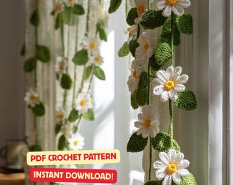 Daisy Garland Crochet Pattern | Boho Flower Curtain (PDF Pattern)