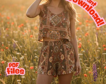 High Waist Summer Shorts Sewing Pattern PDF: Beginner Friendly (XS-3XL)
