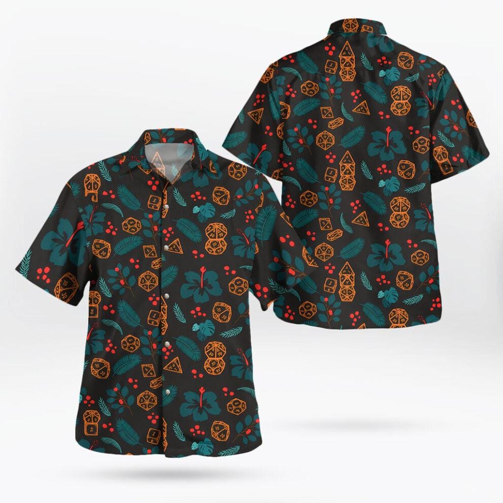 Discover Dungeons And Dragons Button Shirt, Dnd Enthusiast Hawaiian Shirt, Dnd Summer Shirt, Dice Vacation Shirt, Gift For Gamer Tropical Aloha Shirt