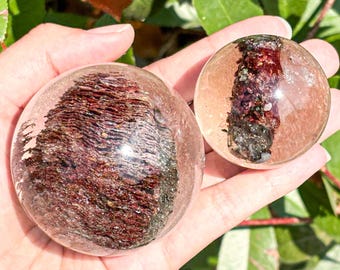 Natural Crystal Green Phantom Quartz Sphere (with free holder)Ornament