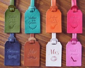 Personalized Wedding Favors Custom Leather Luggage Tags Monogram Wedding gift Mr and Mrs giftx8 maid of honor gift,bridesmaid gift,groomsmen