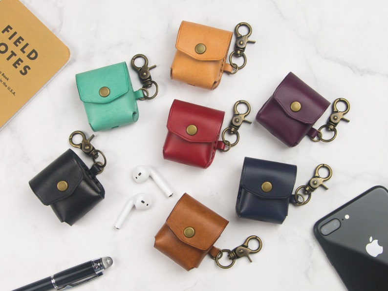 Personalized Leather Airpods Case Keychain Monogram Leather Etsy