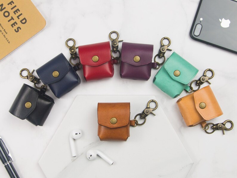 Personalized Leather Airpods Case Keychain Monogram Leather Etsy