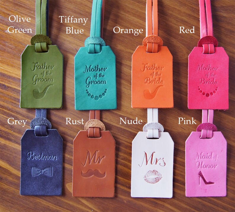 Custom Wedding Favors Leather Luggage Tags Monogram Etsy
