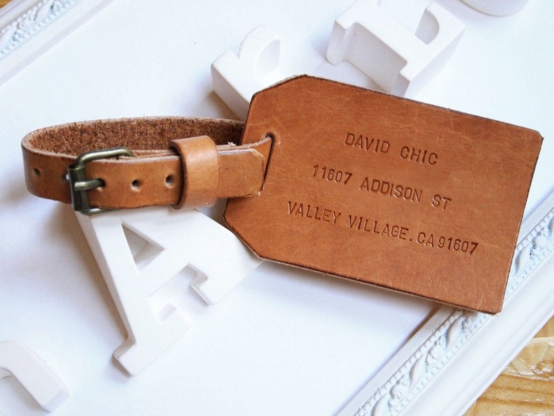 Personalized Engrave Leather Luggage Tag Travel Single Sided Etsy