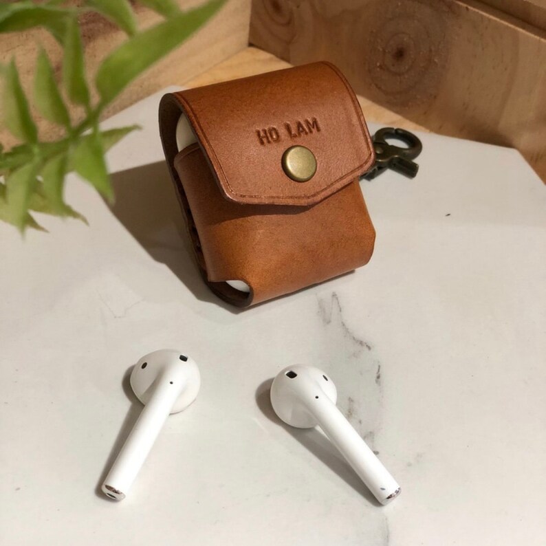 Personalized Leather Airpods Case Keychain Monogram Leather Etsy