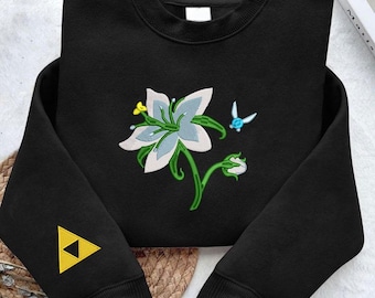 Sweat-shirt et sweat-shirt brodés Legend of Zelda, pull fleur princesse silencieux, cadeau Gamer pour elle, chemise Legend of zelda, cadeau pour les fans