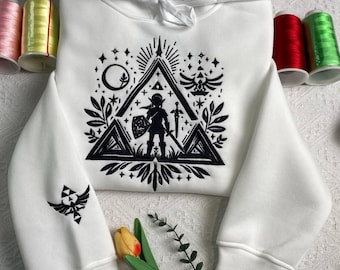 Sweat-shirt et sweat à capuche brodés Legend of Zelda, Breath of the Wild, chemise Gamer Nintendo, chemise Korok, chemise Hylian Crest, cadeau de jeu