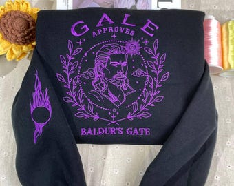 Sweat-shirt et sweat à capuche Gale Bg3 brodés, pull brodé Gale Baldur's Gate avec tatouage Gale sur la manche, pull Bg3