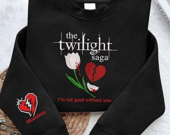 Twilight Embroidered Sweatshirt, Bookish Crewneck, Vampire Aesthetic, New Moon Eclipse Breaking Dawn Gift, Book Cover shirt, Bookish love