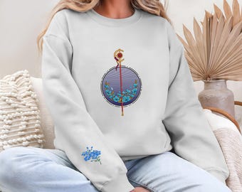 Sweat brodé 2 faces Frieren Staff Anime, chemise à fleurs, Beyond Journey's End, chemise d'illustration de manga, chemise d'anime