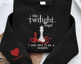 Twilight Embroidered Sweatshirt, Bookish Crewneck, Vampire Aesthetic, New Moon Eclipse Breaking Dawn Gift, Book Cover shirt, Bookish love