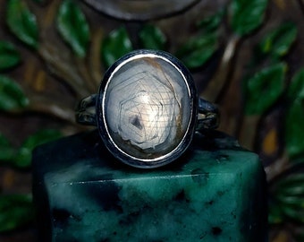 Vibrant Overcast Sky Grey Star Sapphire Statement Ring - "Eye of Fenrir"