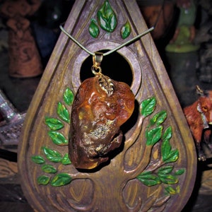Baltic Honey Succinite Leaf Pendant - &quot;Freyja&#39;s Tear&quot;
