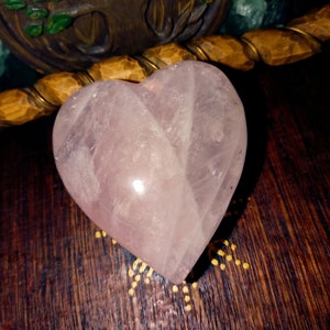 Large Pale Pink Chatoyant Rose Quartz Carved Heart Display Specimen - &quot;Heart of Aphrodite&quot;
