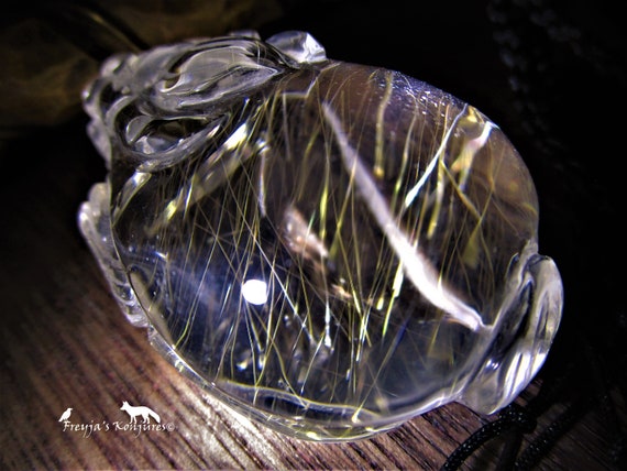 ゴールドルチル彫刻クォーツドラゴンタートルハンドニットバスケット