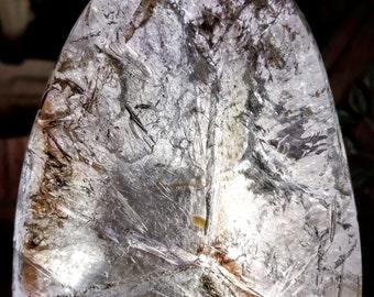 A+++ High Quality Madagascar Enhydro Fluid Inclusion Petroleum Smoky Quartz Display Specimen with Wood Stand