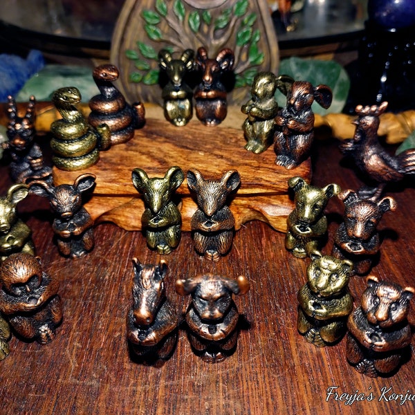 Miniature Assorted Brass and Copper Zodiac Animal Incense Holder Display Decor - "Smoke Companion"
