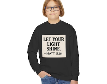 Sudadera juvenil Deja que tu luz brille / Gracias radiante en la espalda