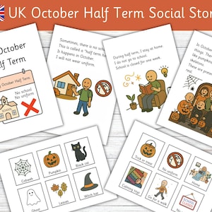 Autisme Social Story Royaume-Uni Demi-session d'octobre, pas d'uniforme, changement de routine, soutien visuel pour Halloween SEN Kids