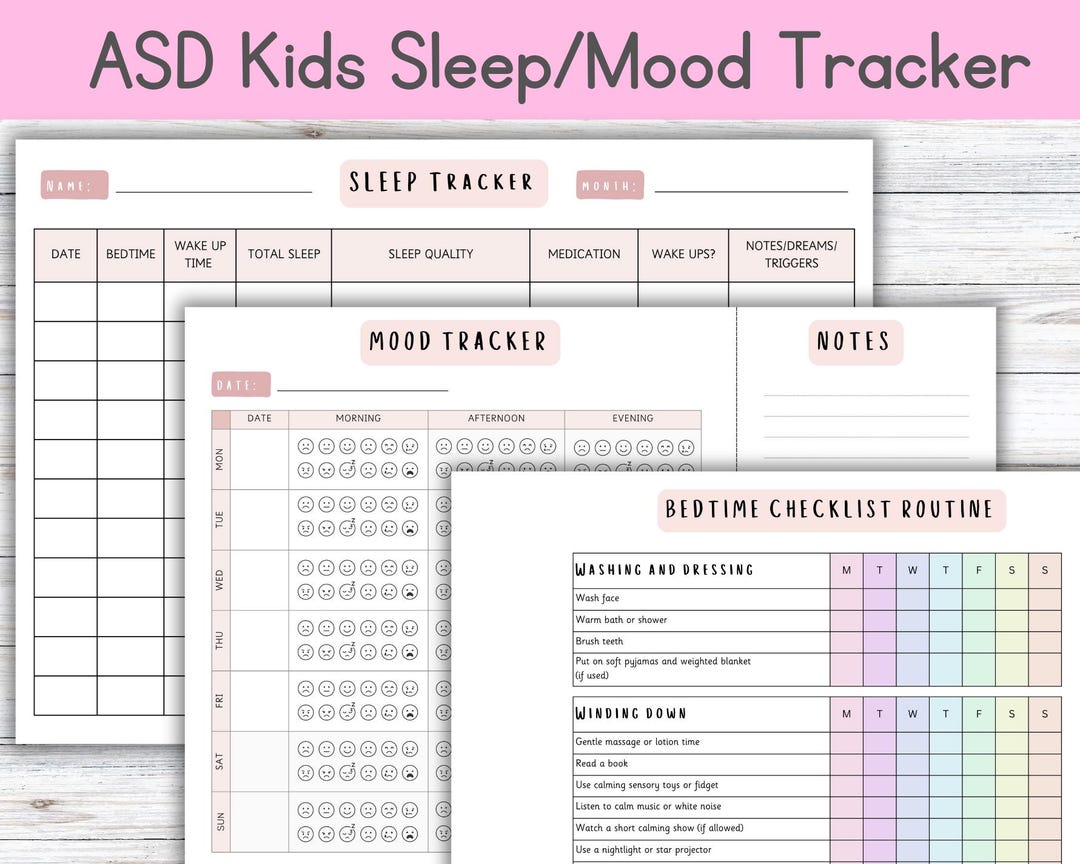 Autism Sleep Tracker for Kids | ASD Bedtime Routine Chart | Printable ...