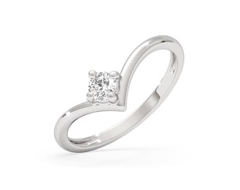 Dainty Sterling Silver Solitaire Ring, Minimalist Zircon Promise Ring