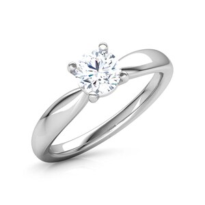 Sterling Silver Solitaire Ring: Round Cut Zircon, Minimalist Bridal Jewelry