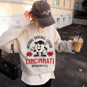 Vintage Cincinnati Baseball Style Sweatshirt, Baseball Team Shirt,Cincinnati Baseball Game Day Tee,Sweat-Aldult-Youth Tshirt,Baseball Hoodie
