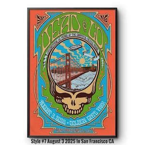 Dead And company All Gig Posters, Dead And company August 3 2025 In San Francisco CA Poster- Dead And company Band Tour 2025 Poster