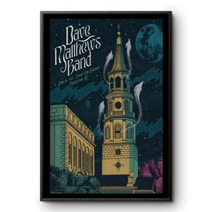 Poster del tour del 21 giugno 2025 della Dave Matthews Band a Charleston, SC, poster con ritratto della Dave Matthews Band