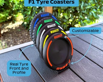 Posavasos de Fórmula 1 - Artículos para aficionados - Regalo para aficionados al automovilismo - Decoración de carreras - Posavasos de F1 - Regalo para él - Personalizable