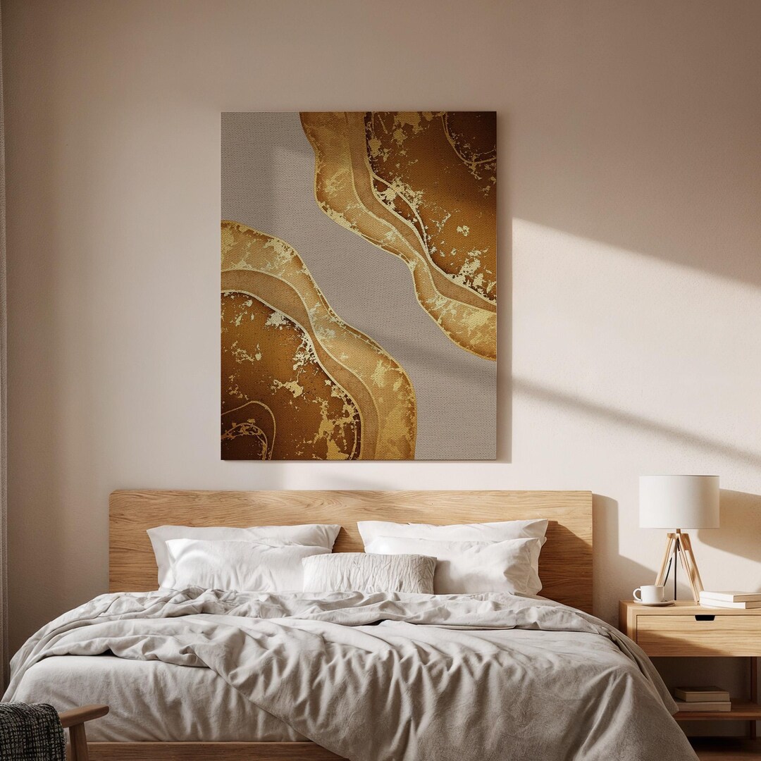 Abstract Gold Canvas, Luxury Neutral Wall Art, Modern Elegant Painting ...